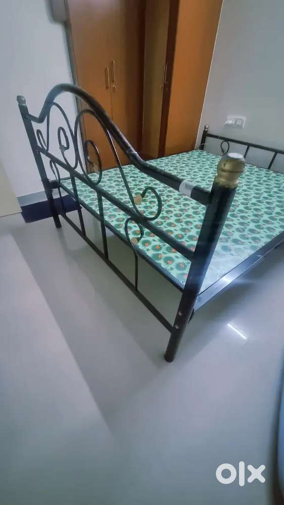 Iron cot with mattress