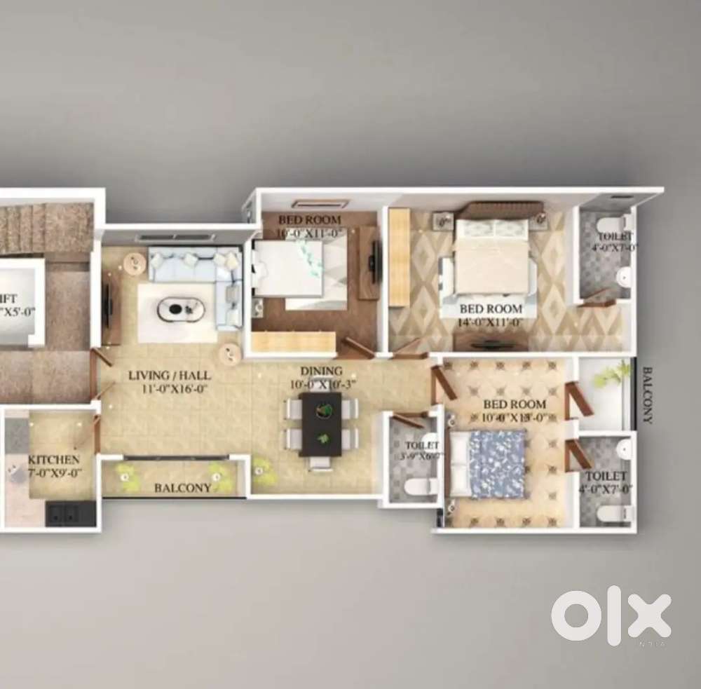 3 BHK flats for sale at Kings colony shastripuram