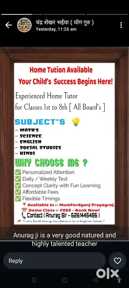 Home Tution For Only Rasoolabad Students ( Middle School)