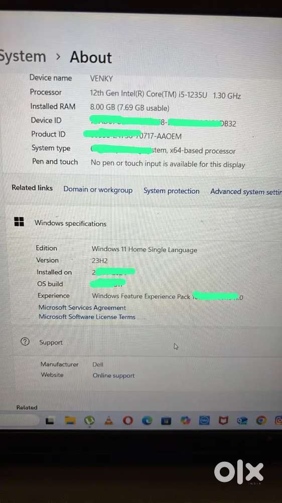 Dell laptop 12th gen i5 8gb ram