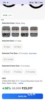 Hrx mtb 900 27.5 inches  mountain cycle black limited editions