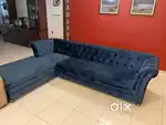 L-Shaped Velvet Sectional Sofa in excellent condition