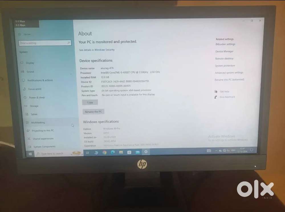 Computer 12gb ram ddr4 Intel i5 6gen 512 gb box bi hai Counter + chair