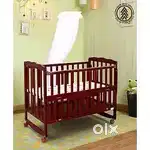 Babyhug Wooden Crib - Baby Cot cum Rocker with Mosquito Net - Unused