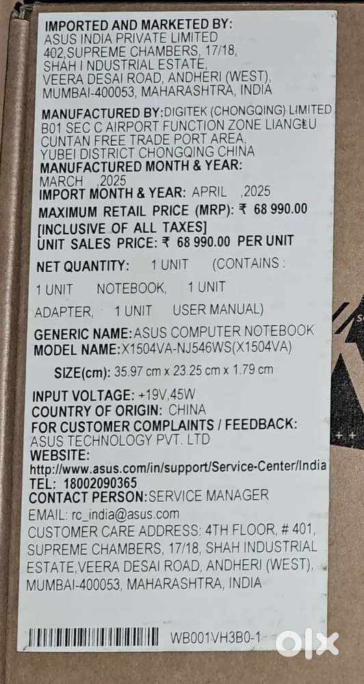 Asus Vivobook 15 i5 13th generation 16gb ram