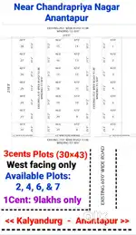 West Face, 2.5cents, Panchayat Approved Plot, Kld Road, Anantapur.
