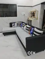 L SHAPE SOFA (Black & Grey) Right Hand Side
