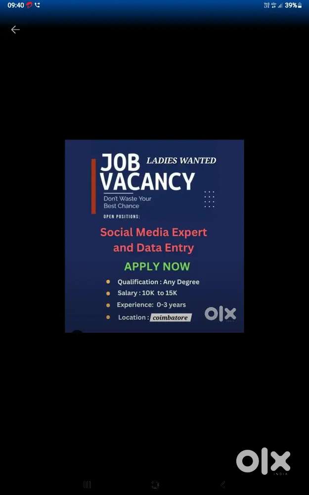 OFFICE WORK LADIES JOB ONLY ANY DEGREE MUST WORK EXPERIENCE MUST