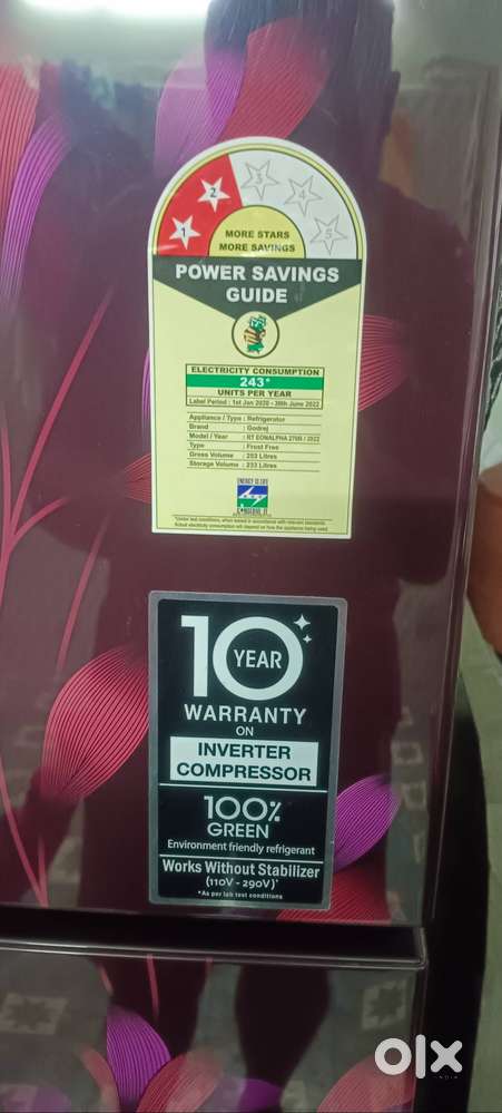 Godrej fridge 253 litre double door top condition