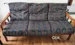 Wooden 3+1+1 seater sofa with removable cushion