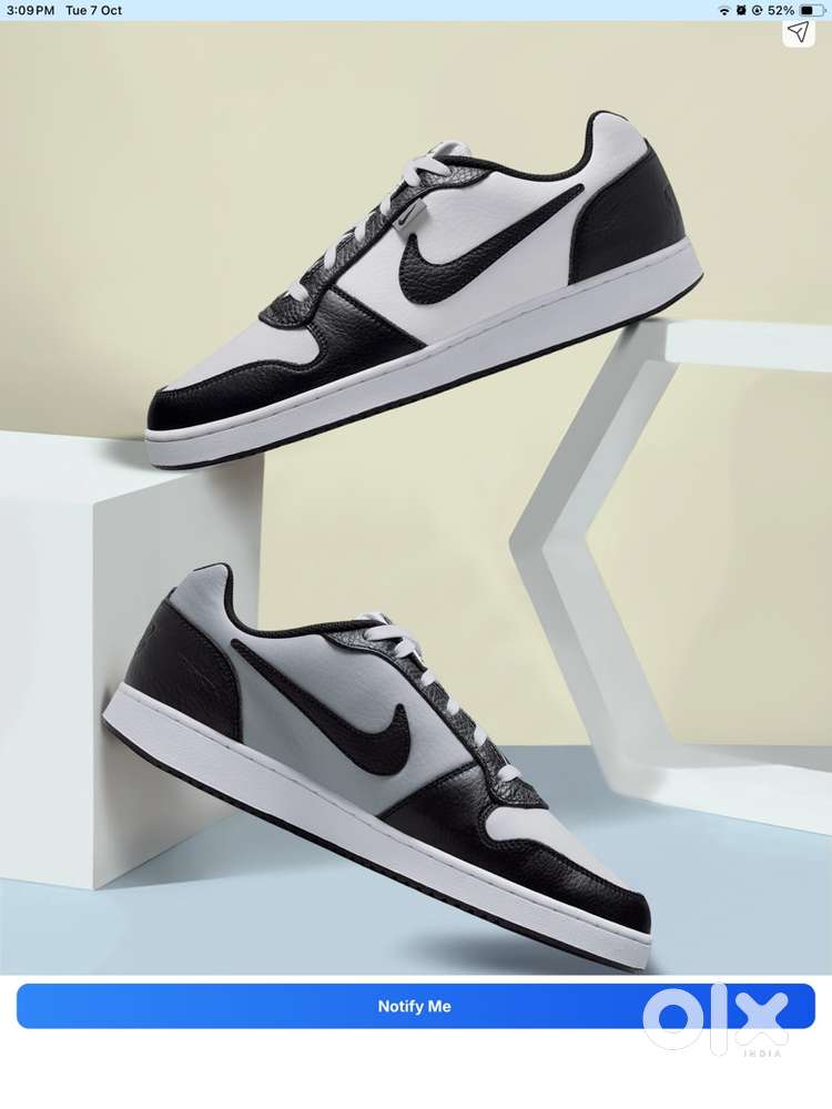Nike Ebernon Low Primium Sneaker  Size 7 ( white/black/ wolf Grey )