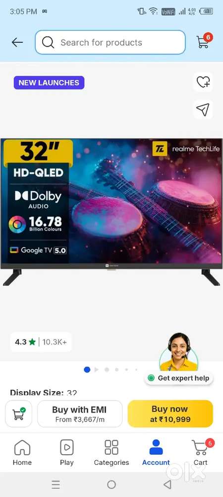 7days old realme qled tv 32 inch