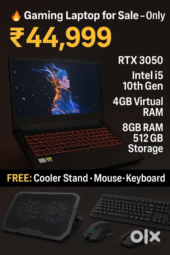 MSI Gaming Laptop  RTX 3050  i5 10th Gen  8GB RAM  512GB SSD