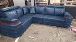 L shape sofa set with designing handle and attached pillows