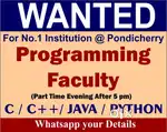 Computer programming Faculty - B.Sc, M.Sc, MCA, B. Tech(cse, IT)