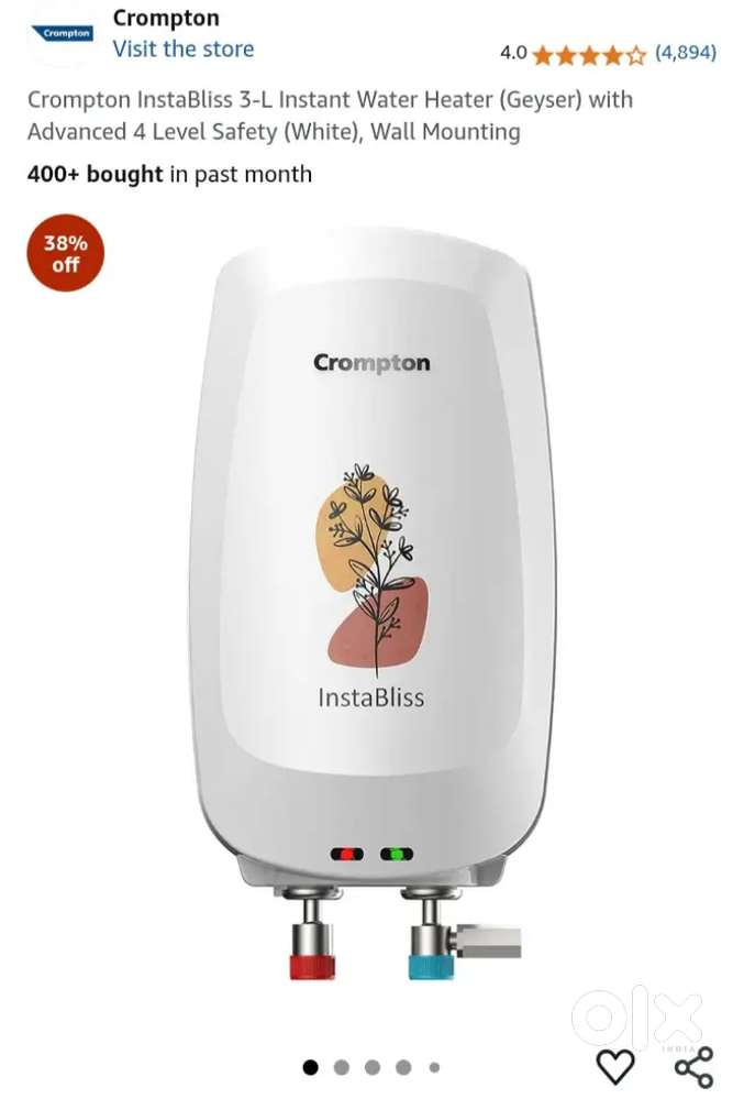 New , box pack Crompton InstaBliss 3-L Instant Geyser