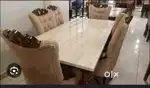 6 chair dinning table and designing chair and beautiful marble