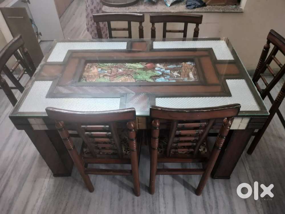 Dining table and 6 chairs latest model solid and best teek wood