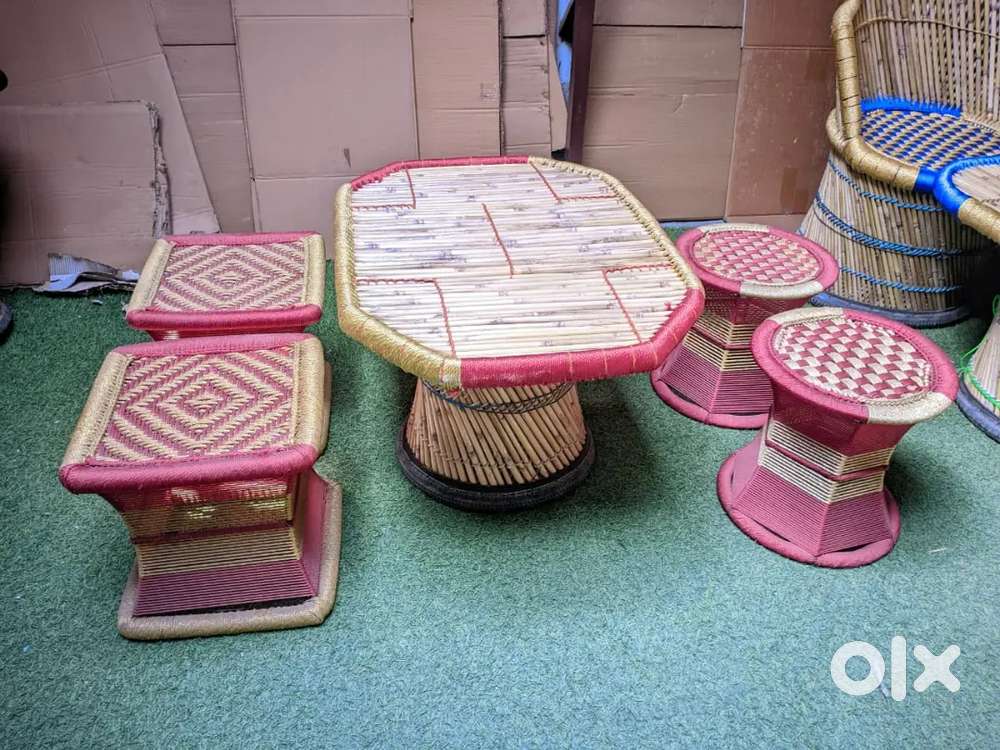 Iron frame stools bamboo table mirror wall clock basket rack sofa