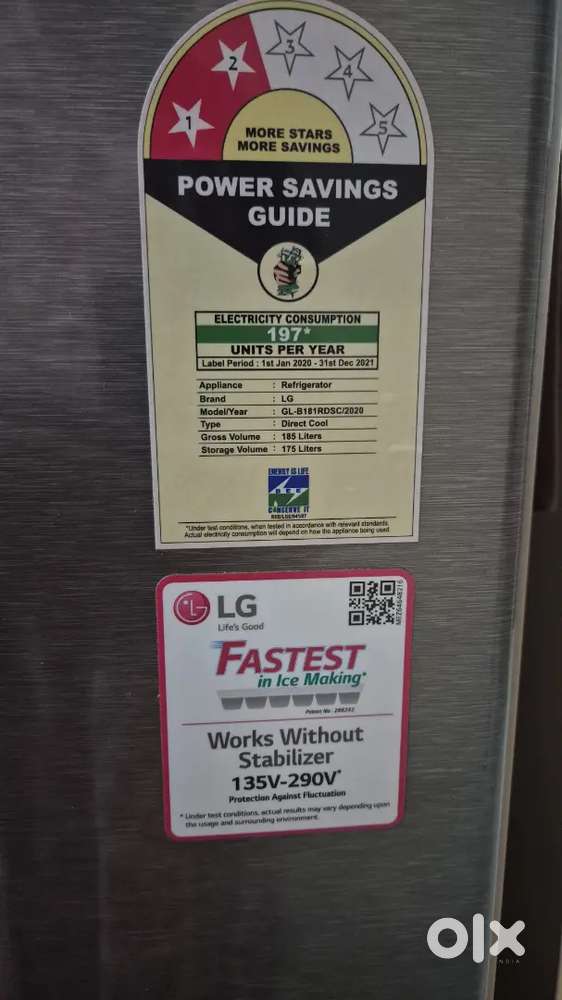 LG refrigerator 185 litres