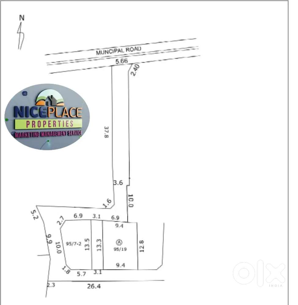 3 or 3.5 Cent's residential land for sale per cent ₹ 12.5 lakhs
