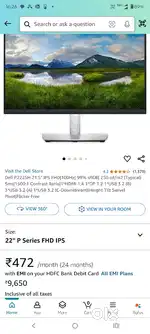 Dell p222h 22 inch monitor IPS Full HD & HP Dock station