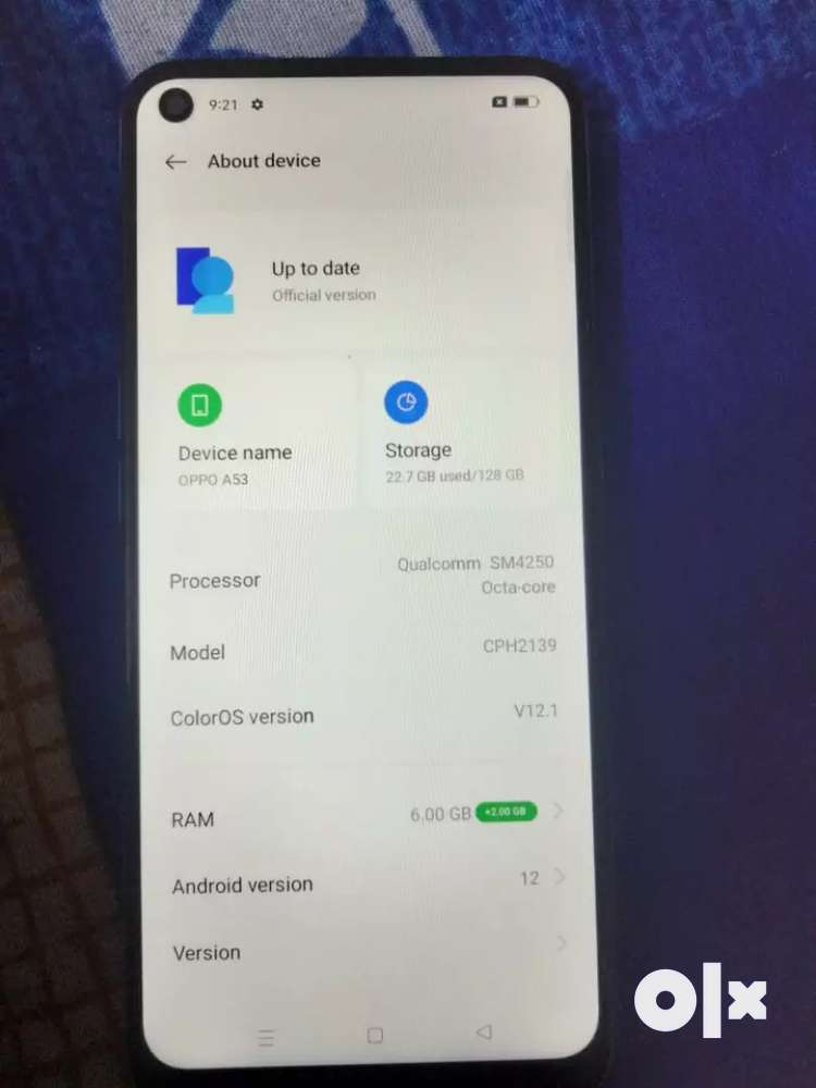 Oppo A53 good working condition no any problem 6+2 GB RAM and 128 GB