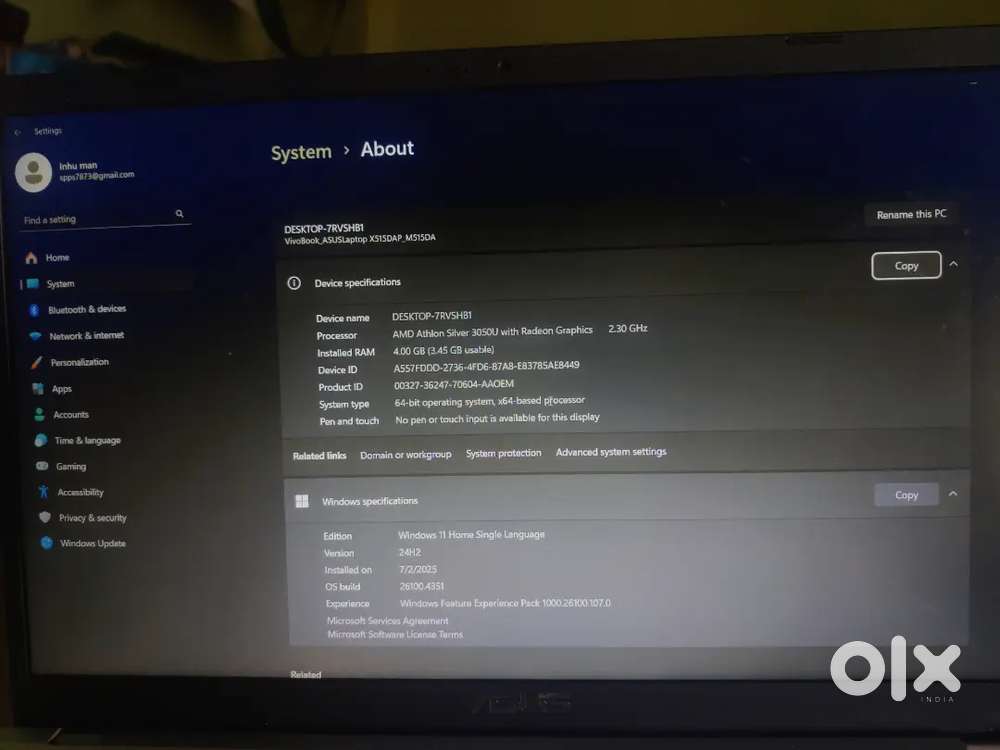 Asus vivo book AMD athelon silver , Radeon graphics