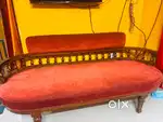 3-Seater Teak Wood Sofa(newly polished covered)