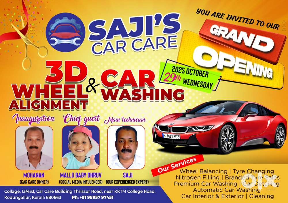 Car washing and wheel alignment, need female staff and male staff