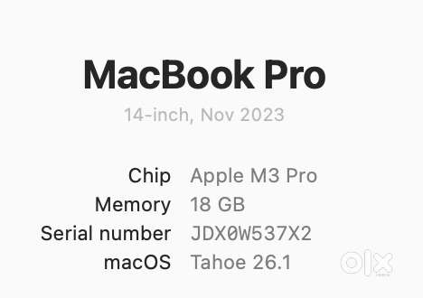 MacBook Pro 14-inch M3 Pro  18GB RAM  2023 Model  Good Condition
