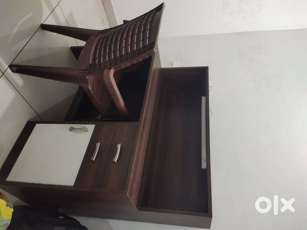 Wooden Study Table with Plastic Chair