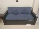 SOFA CUM BED , LESS USED, WITH STORAGE BOX,WITH 2 CUSHION