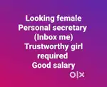 Hiring Female Personal Secretary