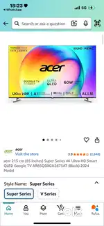 QLED Acer TV  85Inches Brand new