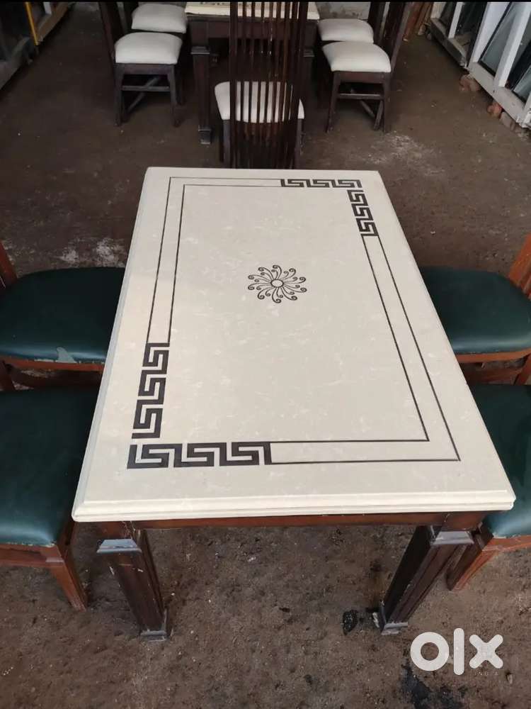 Second Hand Korean Table Stone Restaurant Furniture with Teek Wood
