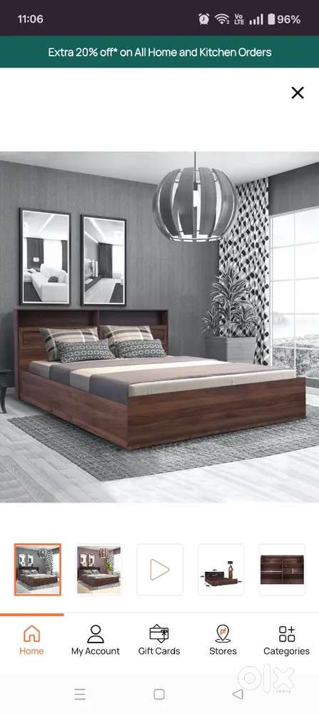 Double bed with storage and mattress