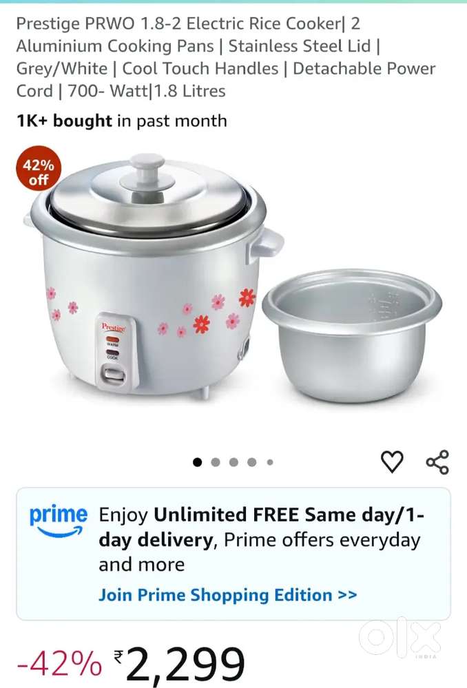 Prestige 1.8 Liter  electric rice cooker