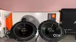 Subwoofer with box. Entire car speaker system with amplifier