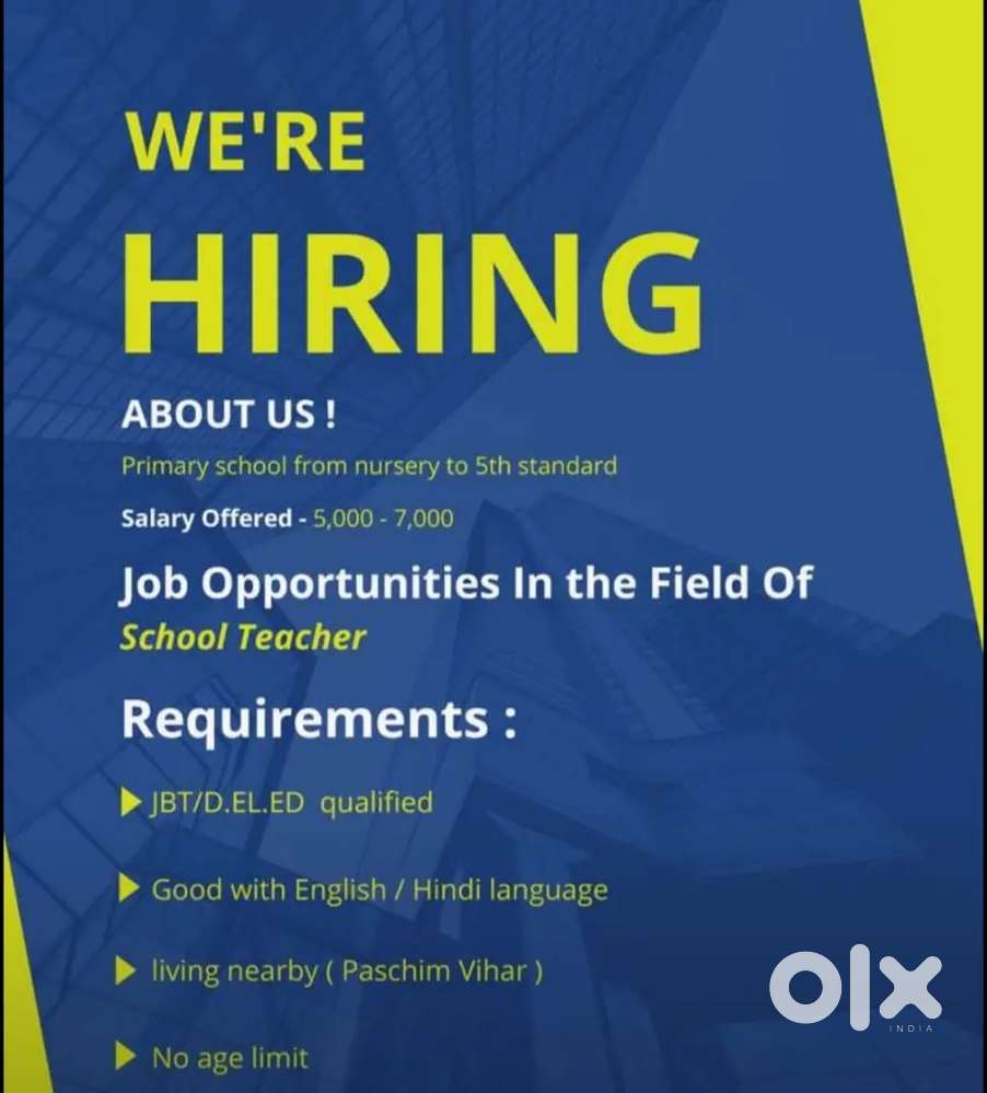 Primary Teacher (Nursery - Class 5th )