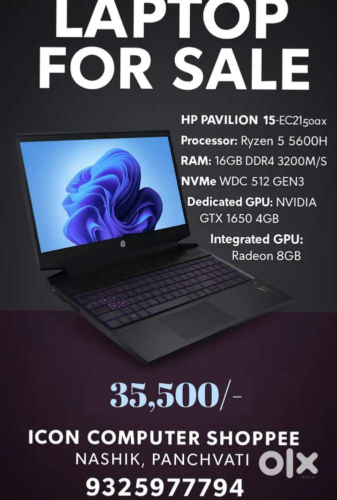 HP PAVILION RYZEN 5 5600H 16GB RAM 512GB NVME SSD