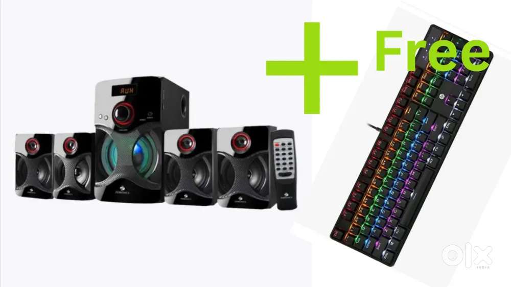 Zebronics Home theatre + hp gaming keyboard mechanical gk320 free