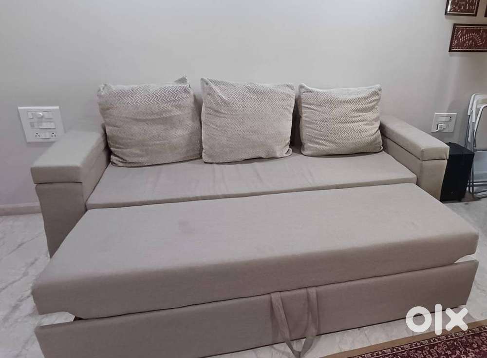 3 Seater Sofa cum bed, 3 back cusion, sofa covers, excellent condition