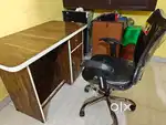 Wooden office table and chair
