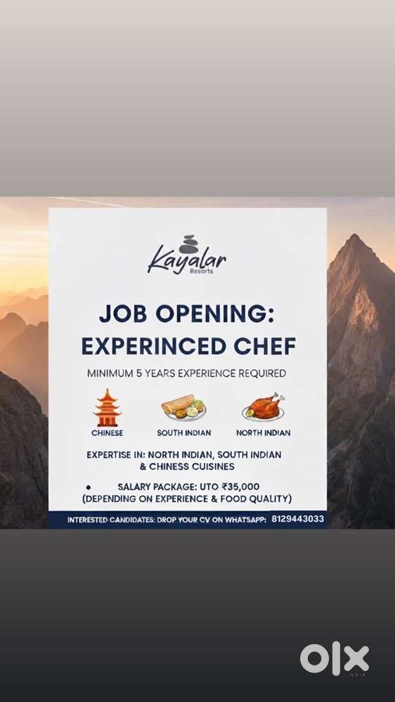 Looking for a chef for a resort