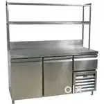 Pizza makeline and under counter fridge