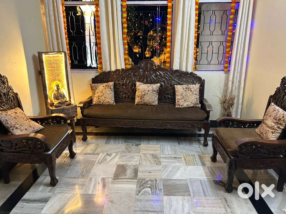 Teak wood sofa set 3+1+1