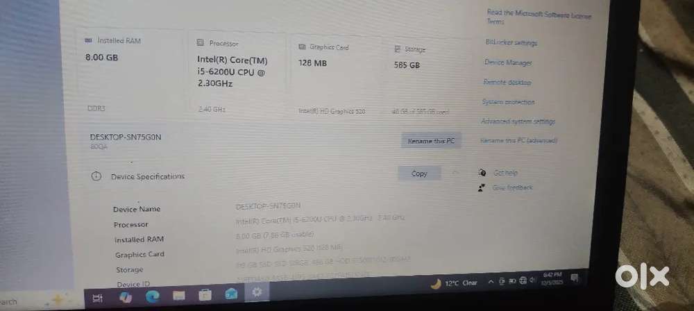 Lenovo i5 6th generation 8/512