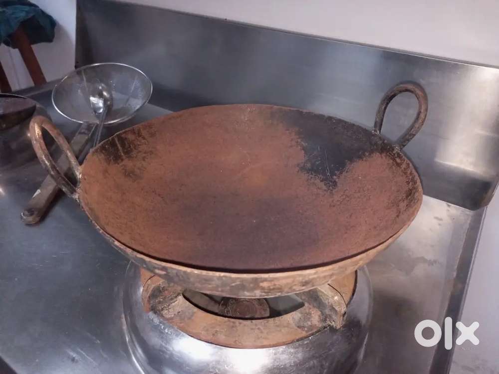 Chinese wok, stainless deep fry net spool, long spoon,badi kadhai