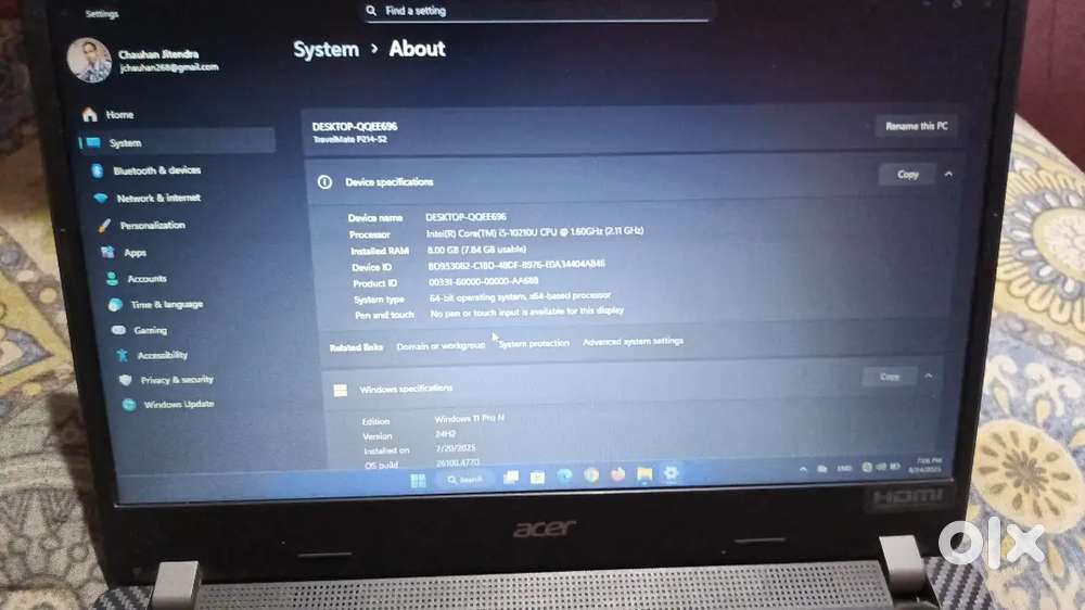 Acer travelmate p214-52 model